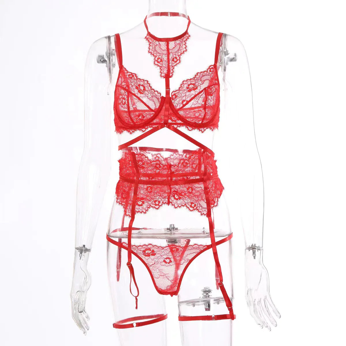 Ensemble de Lingerie Jarretelle à Col Halter pour Femme