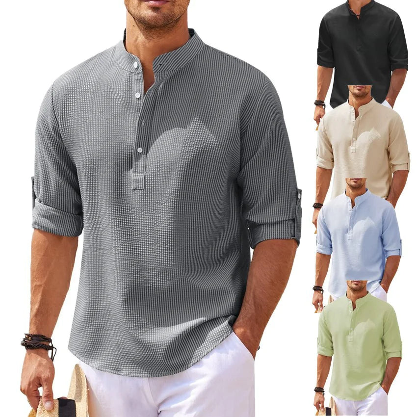 Chemise à Col Montant Boutonnée