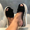 Sandales à nœud pour dames avec talon compensé