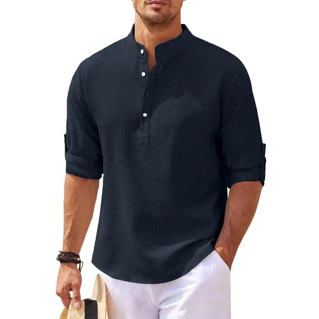 Chemise à Col Montant Boutonnée
