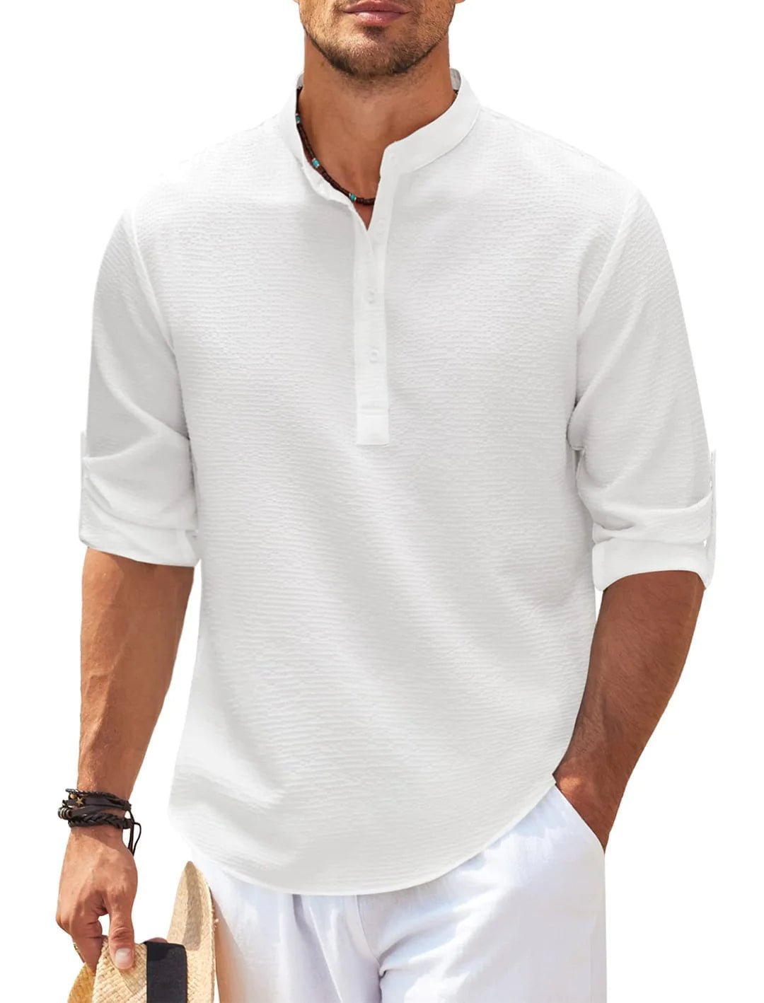 Chemise à Col Montant Boutonnée - DESIRALAND