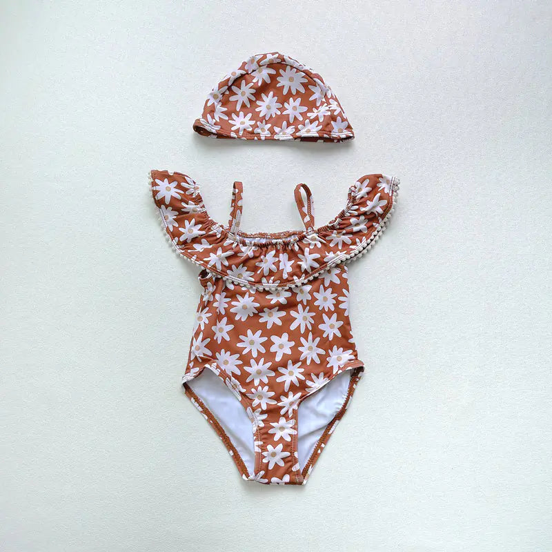 Maillot de Bain à Volants et Bretelles pour Petites Filles Tendance