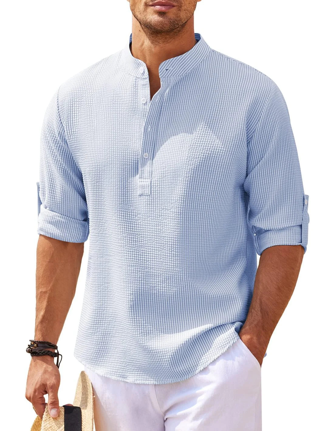 Chemise à Col Montant Boutonnée