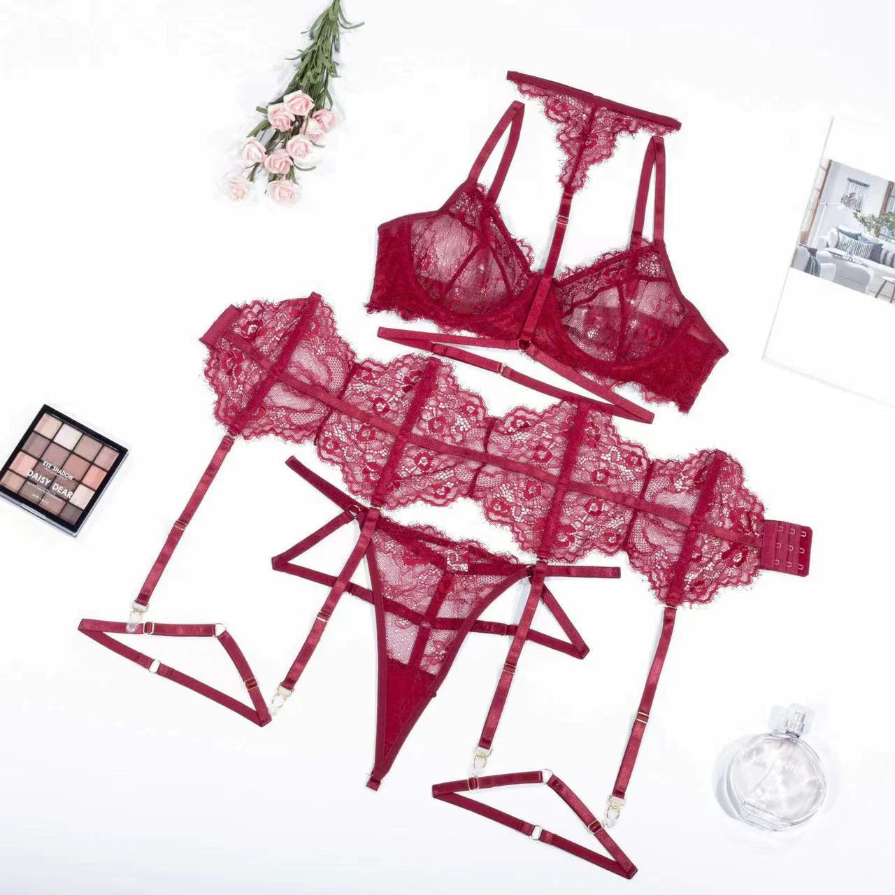 Ensemble de Lingerie Jarretelle à Col Halter pour Femme