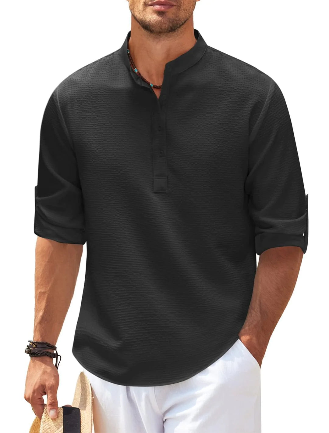 Chemise à Col Montant Boutonnée