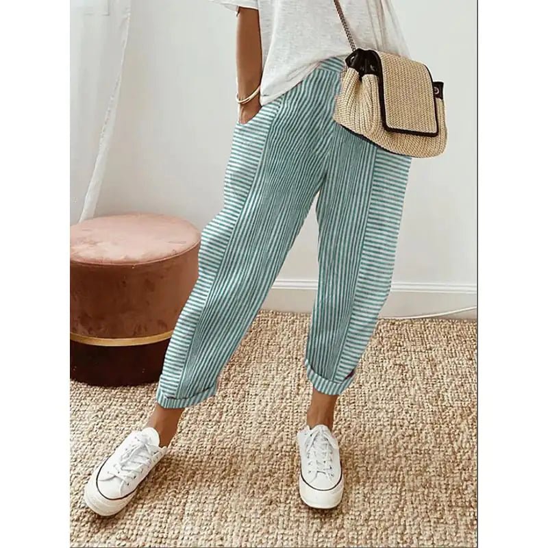 Pantalon Ample à Rayures Jacquard pour Femme - DESIRALAND