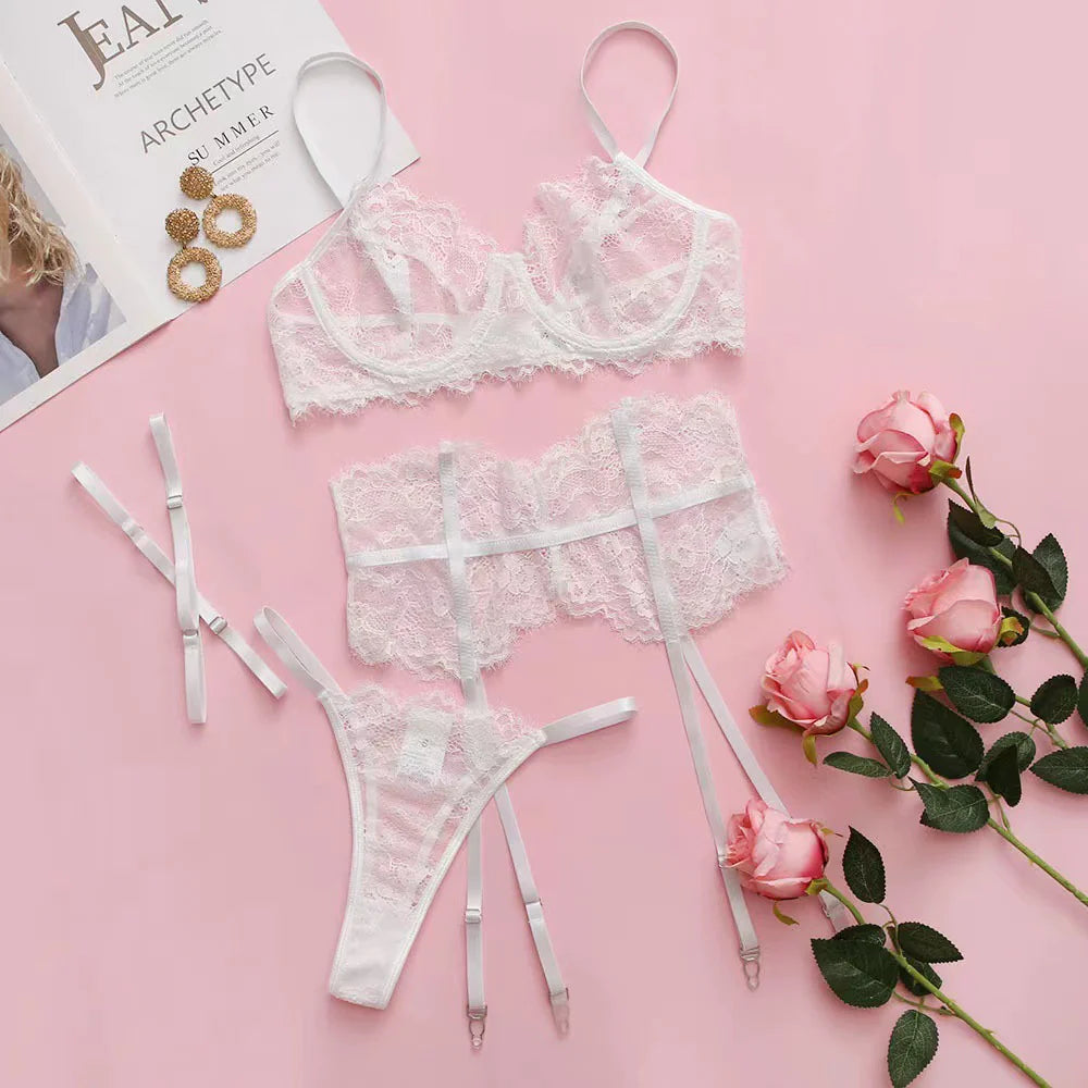 Ensemble de Lingerie Jarretelle à Col Halter pour Femme