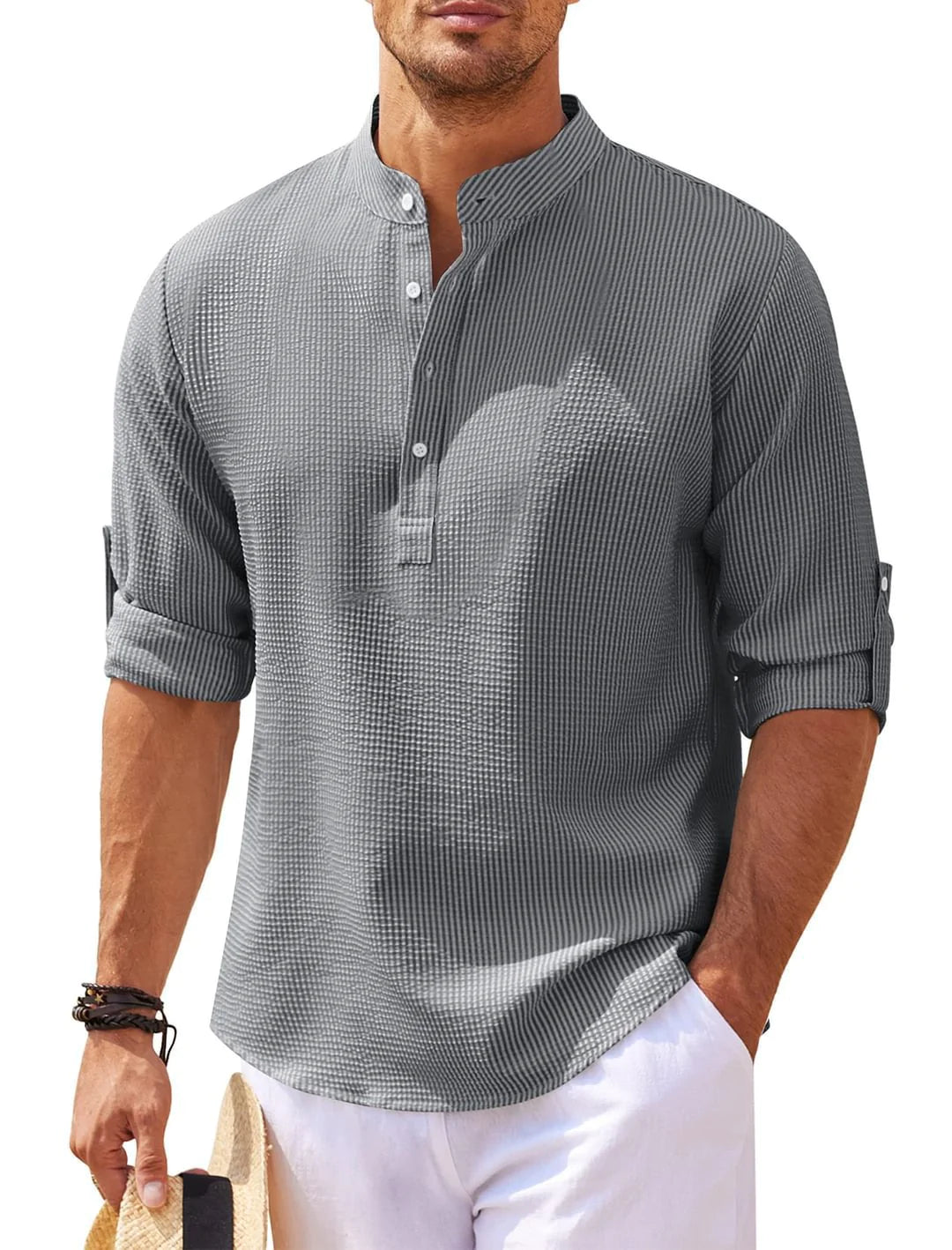Chemise à Col Montant Boutonnée