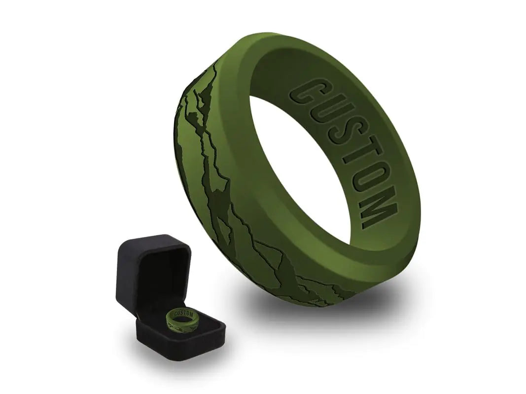 Anneau Wildfire Personnalisé avec Motif Montagne en Silicone