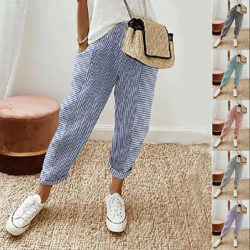 Pantalon Ample à Rayures Jacquard pour Femme
