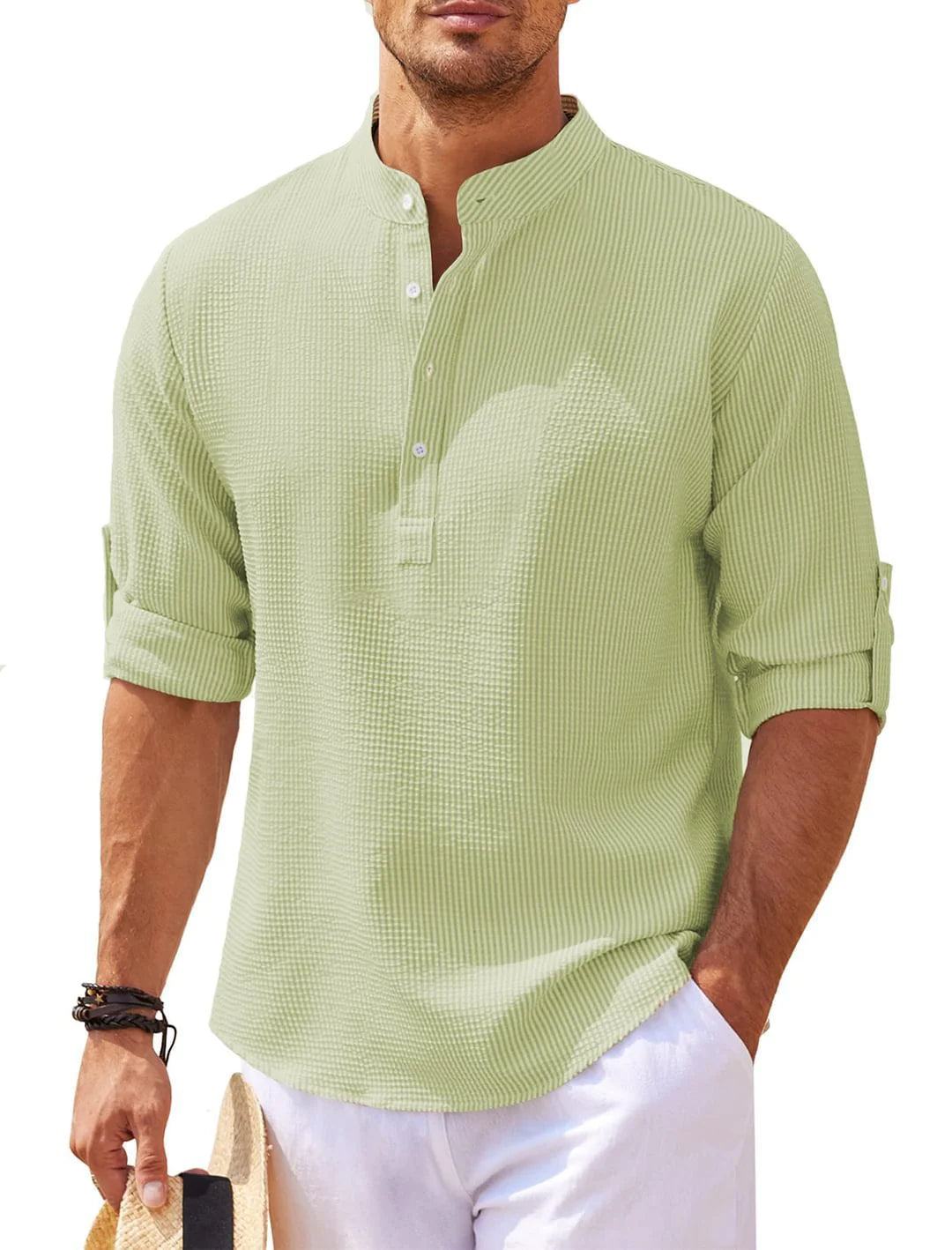 Chemise à Col Montant Boutonnée