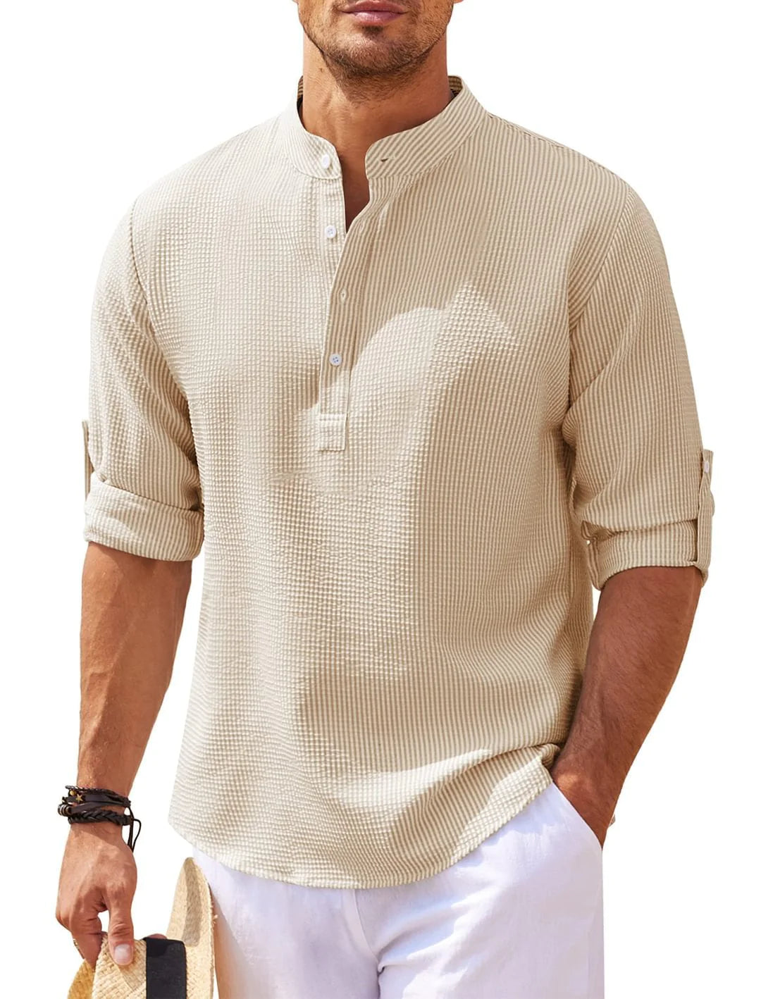 Chemise à Col Montant Boutonnée