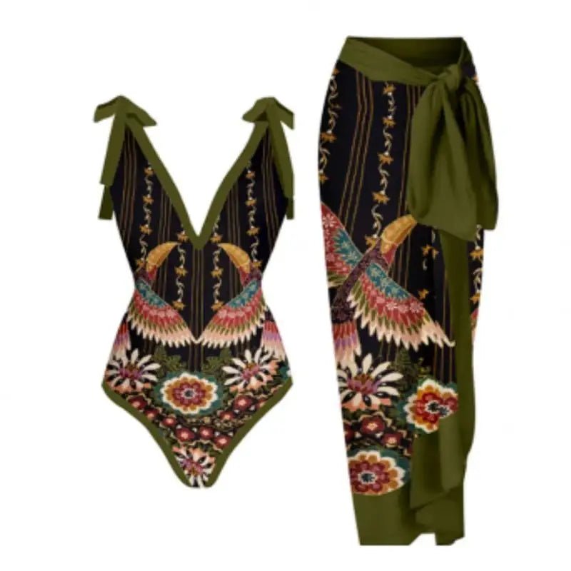 Maillot de Bain Une Pièce Imprimé Vintage pour Femme - DESIRALAND
