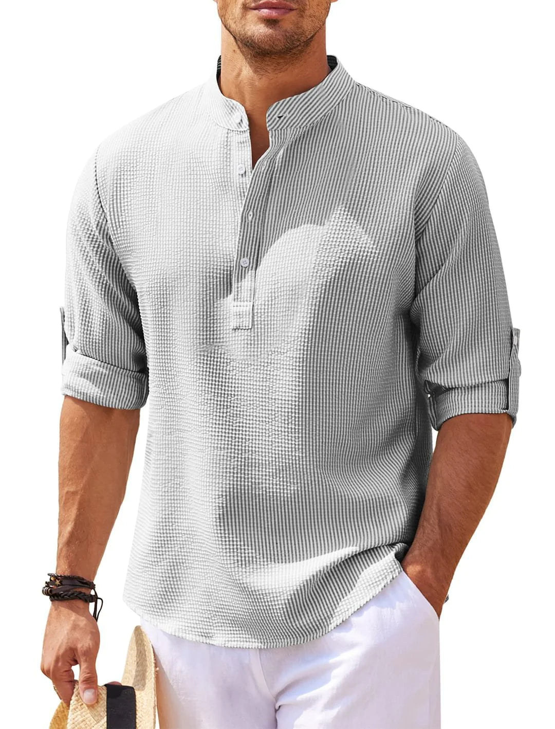 Chemise à Col Montant Boutonnée